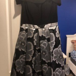 Black and Silver Off the Shoulder Dress Morgan & Co.